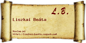 Liszkai Beáta névjegykártya
