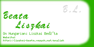 beata liszkai business card